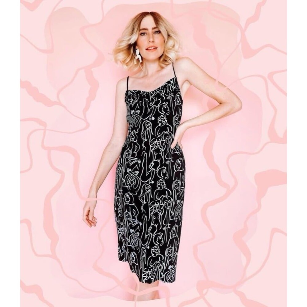DazeyLA black and white cotton mid nudes print Dress Size XL